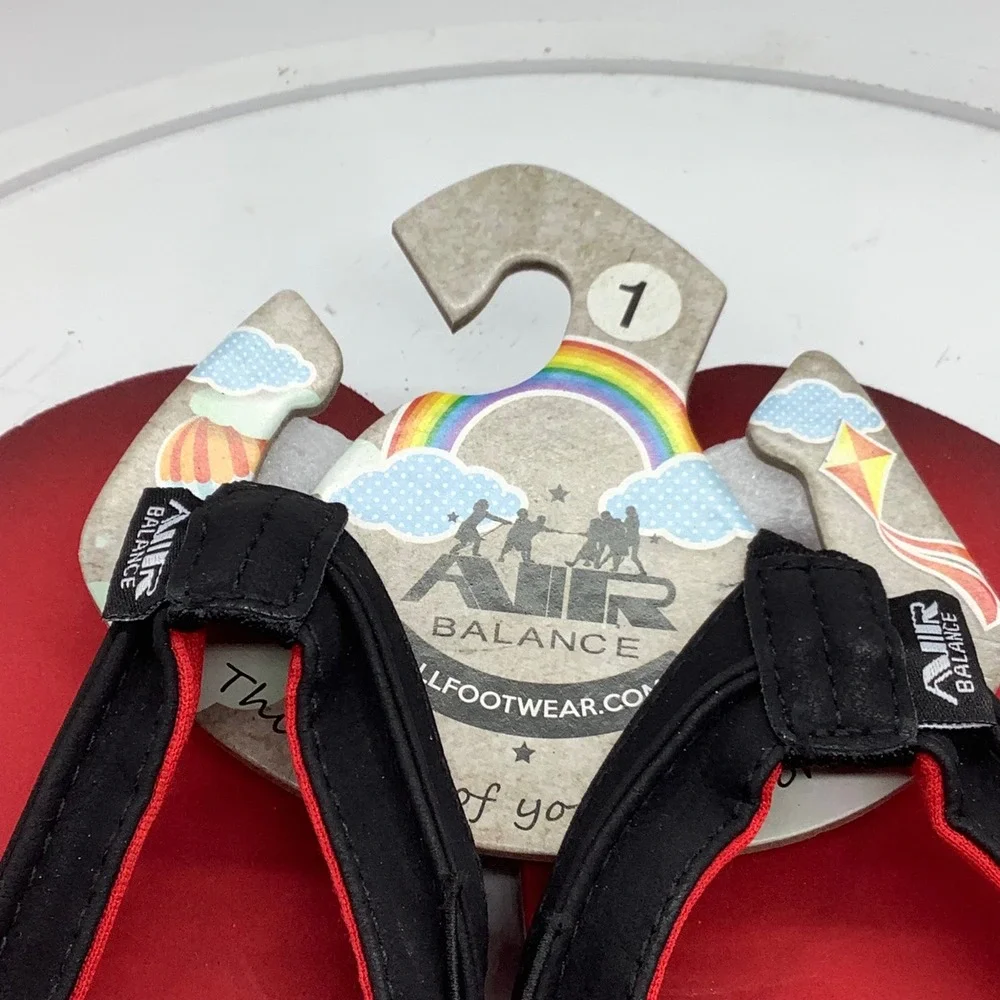 Air Balance Kids Flip Flop Sandals Red Black ABS4082Y Size 1‎ NEW